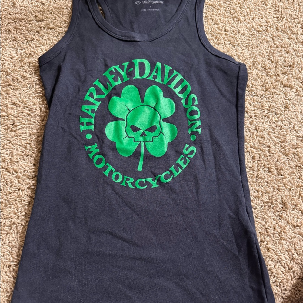 Harley-Davidson Black Tank Top with Green Logo